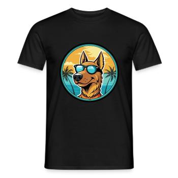 Deutscher Windhund Rasse Cartoon Sonnenbrille Strand - Männer T-Shirt - Schwarz - Vorne - AI Model Male 178 light (178cm)