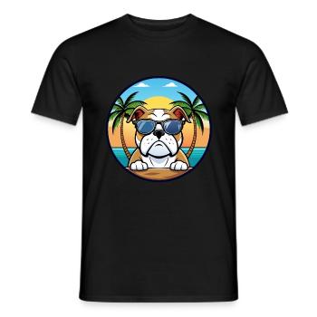 Bouledogue anglais race dessin animé lunettes de soleil plage - T-shirt homme - noir - Devant - AI Model Male 178 light (178cm)