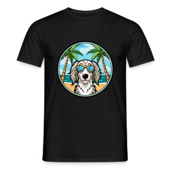 English Setter Dog Breed Cartoon Sunglasses Beach - Men's T-Shirt - black - Front - AI Model Male 178 light (178cm)