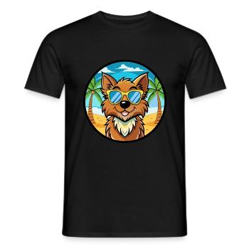 Griffon Nivernais Chien Race Dessin Animé Lunettes De Soleil Plage - T-shirt homme - noir - Devant - AI Model Male 178 light (178cm)