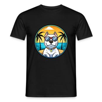 Dogue Argentino Chien Race Dessin Animé Lunettes De Soleil Plage - T-shirt homme - noir - Devant - AI Model Male 178 light (178cm)