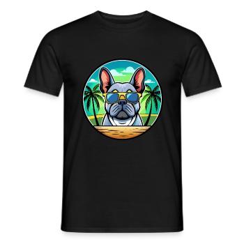 French Bulldog Breed Cartoon Sunglasses Beach - Men's T-Shirt - black - Front - AI Model Male 178 light (178cm)