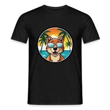 Hygenhund Chien Race Dessin Animé Lunettes De Soleil Plage - T-shirt homme - noir - Devant - AI Model Male 178 light (178cm)