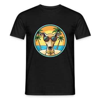 Lévrier italien race chien dessin animé lunettes de soleil plage - T-shirt homme - noir - Devant - AI Model Male 178 light (178cm)