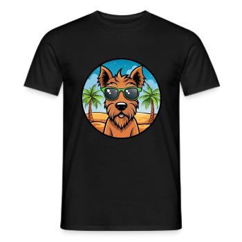 Irish Terrier Dog Breed Cartoon Sunglasses Beach - Men's T-Shirt - black - Front - AI Model Male 178 light (178cm)