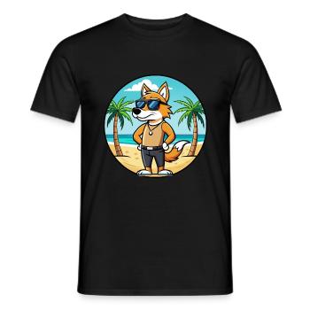 English Foxhound Dog Breed Cartoon Sunglass Beach - Men's T-Shirt - black - Front - AI Model Male 178 light (178cm)
