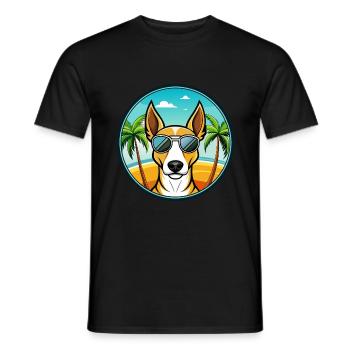 Ibizan Hound Dog Breed Cartoon Sunglasses Beach - Men's T-Shirt - black - Front - AI Model Male 178 light (178cm)