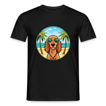 Irish Setter Dog Breed Cartoon Sunglasses Beach - Men's T-Shirt - black - Front - AI Model Male 178 light (178cm)