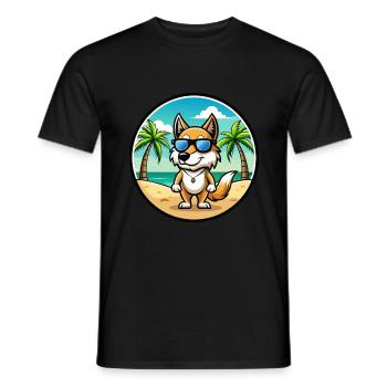 Italien Volpino Chien Race Dessin Animé Lunettes De Soleil Plage - T-shirt homme - noir - Devant - AI Model Male 178 light (178cm)