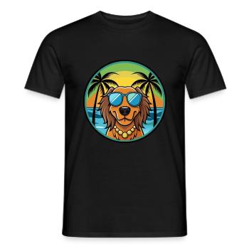 Gordon Setter Dog Breed Cartoon Sunglasses Beach - Men's T-Shirt - black - Front - AI Model Male 178 light (178cm)