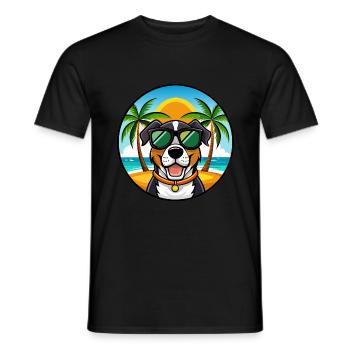 Grand Bouvier Suisse Race Cartoon Beach - T-shirt homme - noir - Devant - AI Model Male 178 light (178cm)