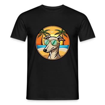 Greyhound Chien Race Dessin Animé Lunettes De Soleil Plage - T-shirt homme - noir - Devant - AI Model Male 178 light (178cm)