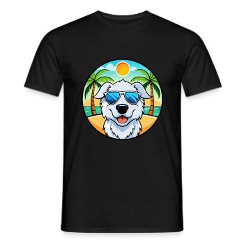 Kuvasz Chien Race Dessin Animé Lunettes de Soleil Plage - T-shirt homme - noir - Devant - AI Model Male 178 light (178cm)