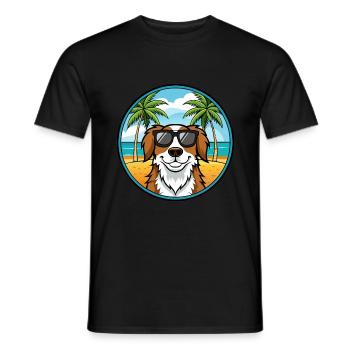 Landseer Chien Race Dessin Animé Lunettes de Soleil Plage - T-shirt homme - noir - Devant - AI Model Male 178 light (178cm)