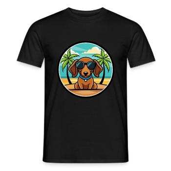 Miniatur Dackel Hund Rasse Cartoon Sonnenbrille - Männer T-Shirt - Schwarz - Vorne - AI Model Male 178 light (178cm)