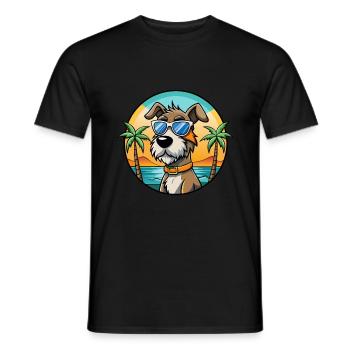 Chien courant à poil dur d’Istrie Race de chien de dessin animé Plage - T-shirt homme - noir - Devant - AI Model Male 178 light (178cm)