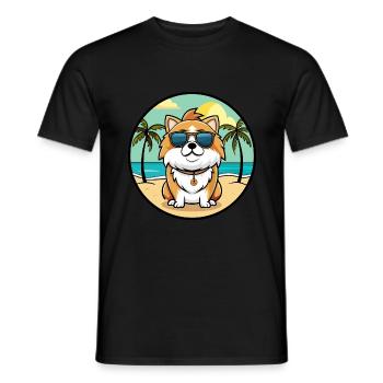 Japanese Chin Dog Breed Cartoon Sunglasses Beach - Men's T-Shirt - black - Front - AI Model Male 178 light (178cm)