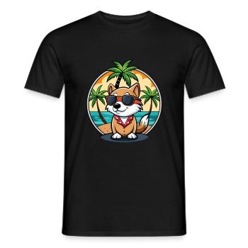 Kai Ken Hunderasse Cartoon Sonnenbrille Strand - Männer T-Shirt - Schwarz - Vorne - AI Model Male 178 light (178cm)