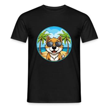 Lunettes de soleil de dessin animé de race de chien Kintamani Beach - T-shirt homme - noir - Devant - AI Model Male 178 light (178cm)
