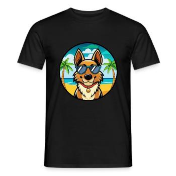 Roi Berger Chien Race Dessin Animé Lunettes De Soleil Plage - T-shirt homme - noir - Devant - AI Model Male 178 light (178cm)