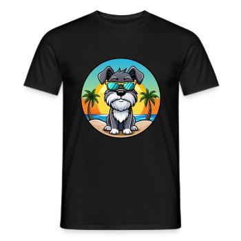 Mittelschnauzer Hunderasse Cartoon Sonnenbrille Strand - Männer T-Shirt - Schwarz - Vorne - AI Model Male 178 light (178cm)