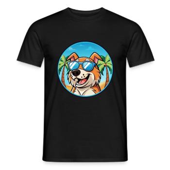 Koolie Chien Race Dessin Animé Lunettes de Soleil Plage - T-shirt homme - noir - Devant - AI Model Male 178 light (178cm)