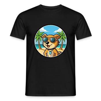 Kanni Chien Race Dessin Animé Lunettes De Soleil Plage - T-shirt homme - noir - Devant - AI Model Male 178 light (178cm)
