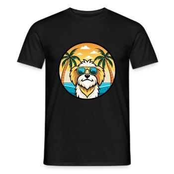 Lhasa Apso Hunderasse Cartoon Sonnenbrille Strand - Männer T-Shirt - Schwarz - Vorne - AI Model Male 178 light (178cm)