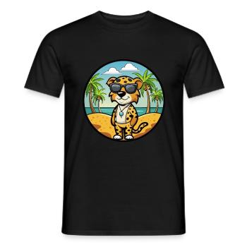 Léopard Chien Race Chien Dessin Animé Lunettes De Soleil Plage - T-shirt homme - noir - Devant - AI Model Male 178 light (178cm)