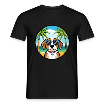 Kerry Beagle Chien Race Dessin Animé Lunettes de Soleil Plage - T-shirt homme - noir - Devant - AI Model Male 178 light (178cm)