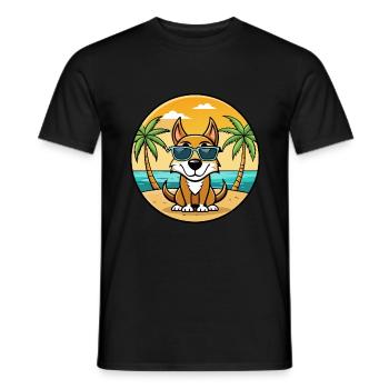 Chien de chasse letton race dessin animé lunettes de soleil plage - T-shirt homme - noir - Devant - AI Model Male 178 light (178cm)