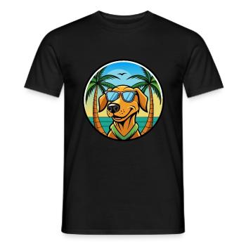 Chien de chasse lituanien race dessin animé lunettes de soleil plage - T-shirt homme - noir - Devant - AI Model Male 178 light (178cm)