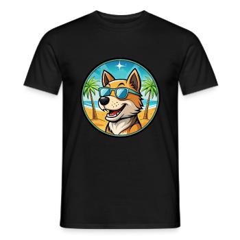 Lucas Terrier Chien Race Dessin Animé Lunettes de Soleil Plage - T-shirt homme - noir - Devant - AI Model Male 178 light (178cm)