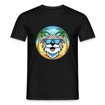 Maltese Dog Breed Cartoon Sunglasses Beach - Men's T-Shirt - black - Front - AI Model Male 178 light (178cm)