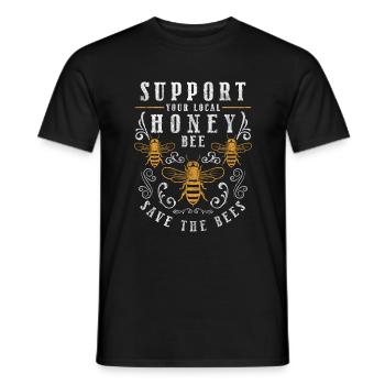 Bee Honeycomb Insect Bee - Men's T-Shirt - black - Front - AI Model Male 178 light (178cm)