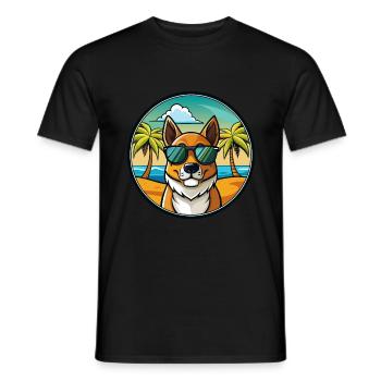 New Zealand Huntaway Dog Breed Cartoon Sunglasses - Men's T-Shirt - black - Front - AI Model Male 178 light (178cm)