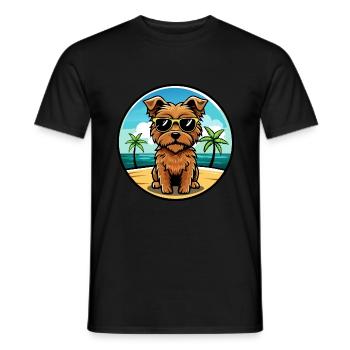 Norfolk Terrier Dog Breed Cartoon Sunglasses Beach - Men's T-Shirt - black - Front - AI Model Male 178 light (178cm)