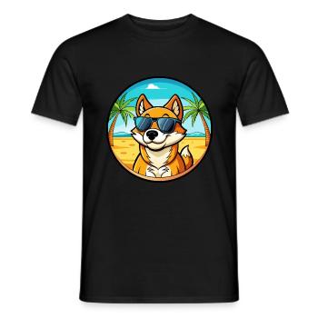 Neuguinea Singende Hunderasse Cartoon Sonnenbrille - Männer T-Shirt - Schwarz - Vorne - AI Model Male 178 light (178cm)