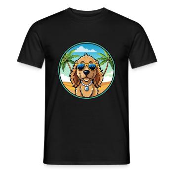Norfolk Spaniel Dog Breed Cartoon Sunglasses Beach - Men's T-Shirt - black - Front - AI Model Male 178 light (178cm)
