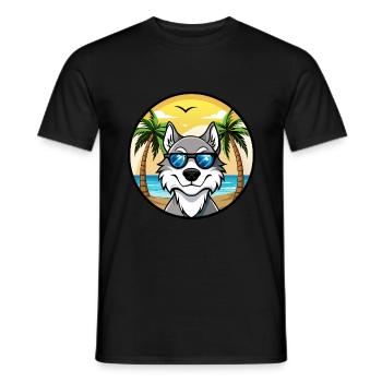 Northern Inuit Dog Breed Cartoon Sunglasses Beach - Men's T-Shirt - black - Front - AI Model Male 178 light (178cm)