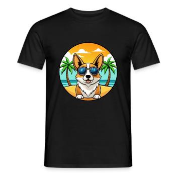 Pembroke Welsh Corgi Dog Breed Cartoon Sunglasses - Men's T-Shirt - black - Front - AI Model Male 178 light (178cm)