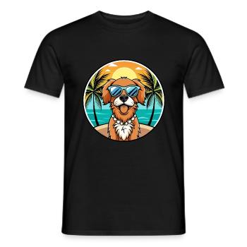 Épagneul picard race de chien dessin animé lunettes de soleil plage - T-shirt homme - noir - Devant - AI Model Male 178 light (178cm)