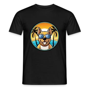 Phalene Chien Race Dessin Animé Lunettes De Soleil Plage - T-shirt homme - noir - Devant - AI Model Male 178 light (178cm)