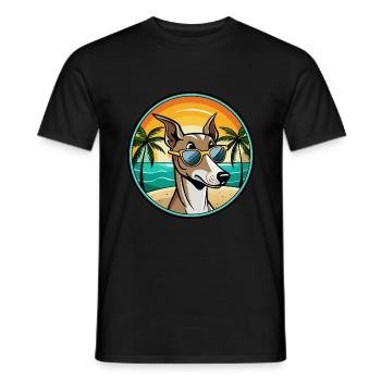 Lévrier polonais race chien dessin animé lunettes de soleil plage - T-shirt homme - noir - Devant - AI Model Male 178 light (178cm)