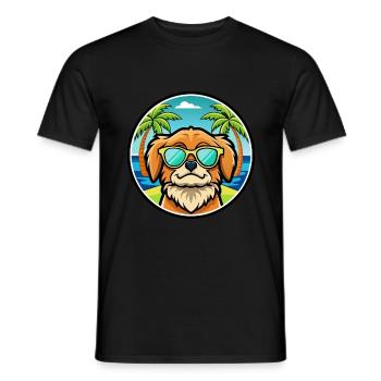 Pekingese Dog Breed Cartoon Sunglasses Beach - Men's T-Shirt - black - Front - AI Model Male 178 light (178cm)