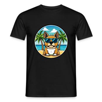 Perro De Presa Mallorquinische Hunderasse Cartoon Beach - Männer T-Shirt - Schwarz - Vorne - AI Model Male 178 light (178cm)