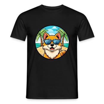Pommersche Hunderasse Cartoon Sonnenbrille Strand - Männer T-Shirt - Schwarz - Vorne - AI Model Male 178 light (178cm)