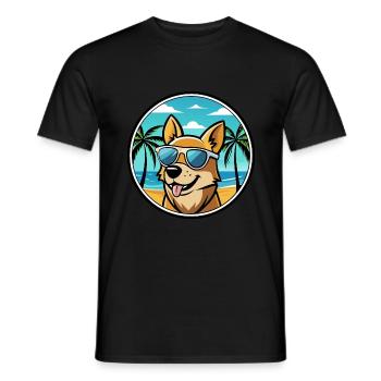 Portugiesische Podengo Hunderasse Cartoon Sonnenbrille - Männer T-Shirt - Schwarz - Vorne - AI Model Male 178 light (178cm)