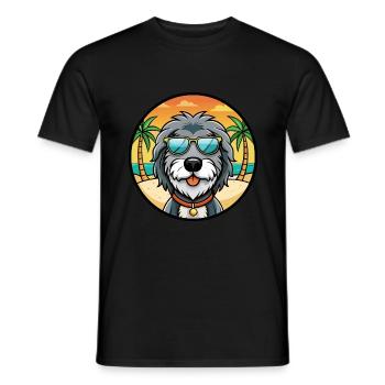 Chien de berger portugais race dessin animé lunettes de soleil plage - T-shirt homme - noir - Devant - AI Model Male 178 light (178cm)
