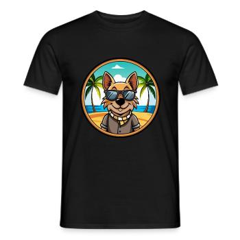 Ratonero Valenciano Lunettes de soleil de dessin animé de race de chien - T-shirt homme - noir - Devant - AI Model Male 178 light (178cm)